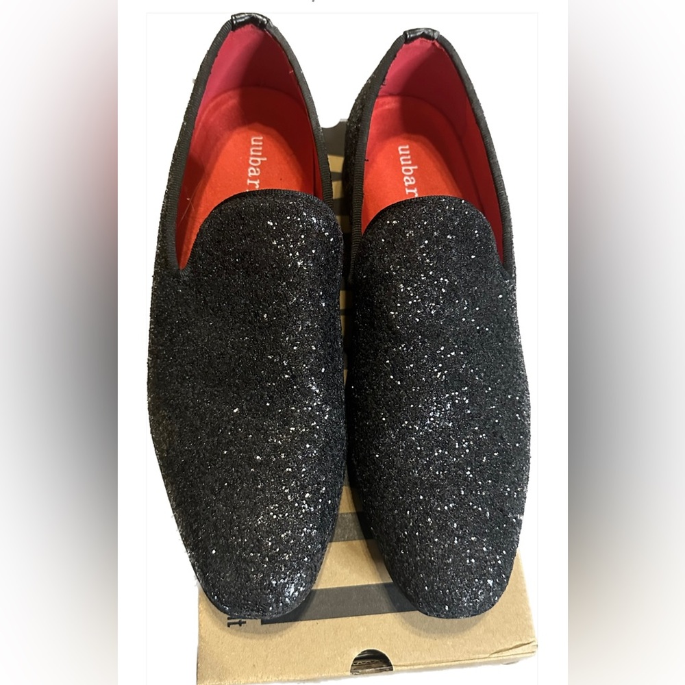 Uubaris men’s size 10.5 sparkly loafer for suit or tuxedo black